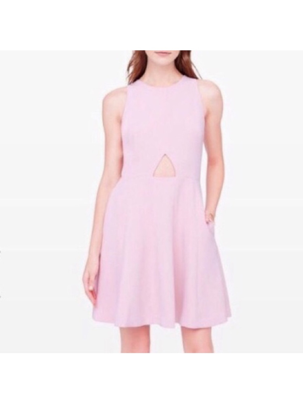Club Monaco Lily Pink Fit-and-Flare Dress with Front Cutout